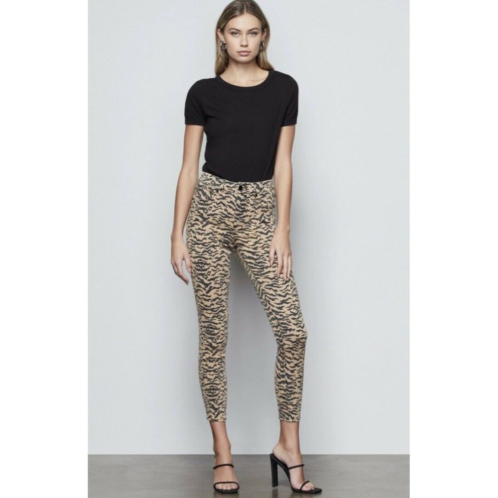 NEW Good American High Waist Nipping Crop Skinny Jeans Zebra Animal Print